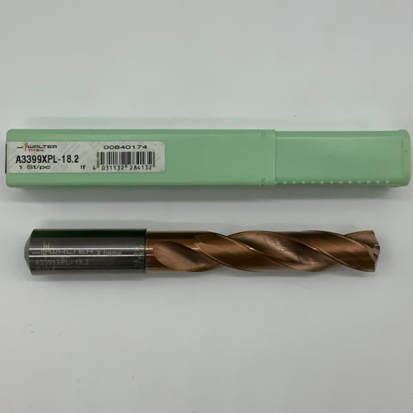 Walter Solid Carbide 2 Flute Drill .7165 (18.2mm) Cutting Dia X 2.78 Flute Length Coolant Thru