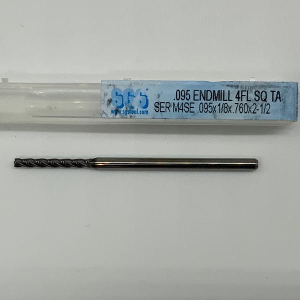 SGS Solid Carbide 4 Flute Endmill .095 Cutting Dia X .760 Flute Length