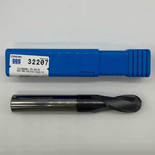 Kyocera Solid Carbide 2 Flute Ball Endmill .7500 (3/4) Cutting Dia X 1.38 Flute Length