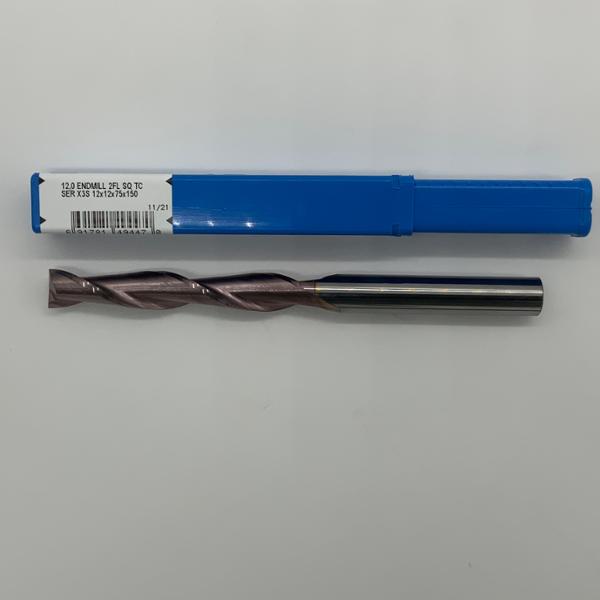 Kyocera Solid Carbide 2 Flute Endmill .4724 (12mm) Cutting Dia X 75mm Flute Length