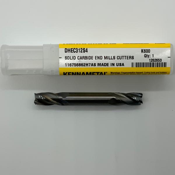 Kennametal Solid Carbide Double Ended 4 Flute Endmill .3125 (5/16) Cutting Dia X .53 Flute Length