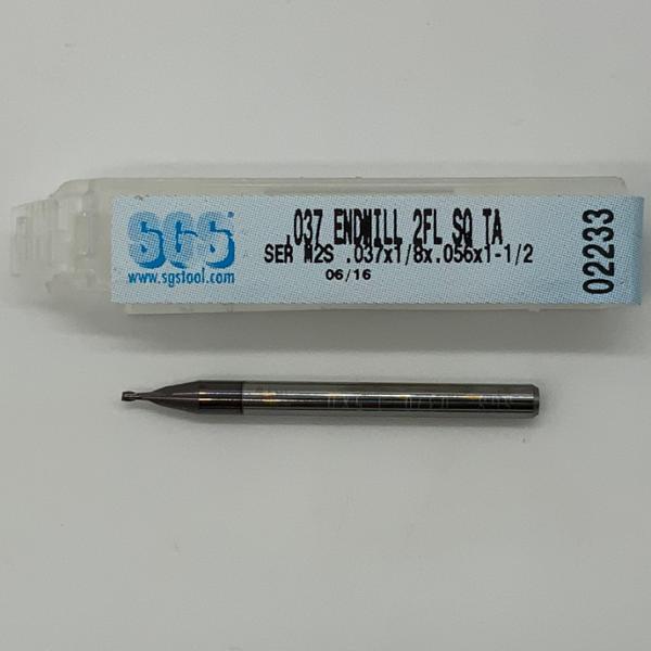 SGS Solid Carbide 2 Flute Endmill .037 Cutting Dia X .056 Flute Length