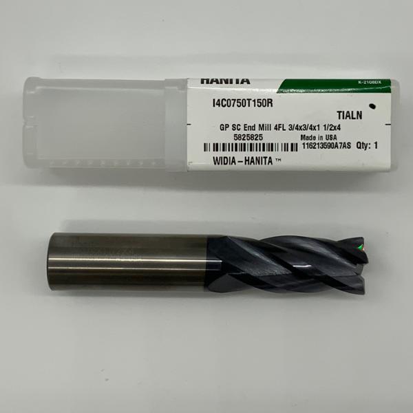 Widia Solid Carbide 4 Flute Endmill .7500 (3/4”) Cutting Dia X 1.75 Flute Length With .020 Corner Chamfer