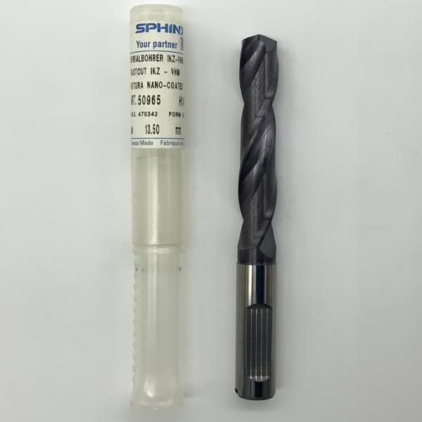 Sphinx Solid Carbide 2 Flute Drill .5315 (13.5mm) Cutting Dia X 2.46 Flute Length Coolant Thru