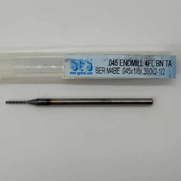 SGS Solid Carbide 4 Flute Ball Endmill .045 Cutting Dia X .360 Flute Length