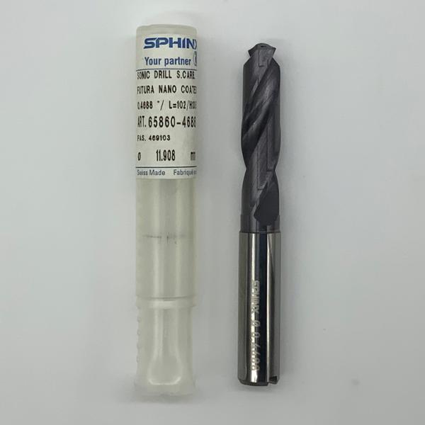 Sphinx Solid Carbide 2 Flute Drill .4688 (15/32) Cutting Dia X 1.66 Flute Length Coolant Thru