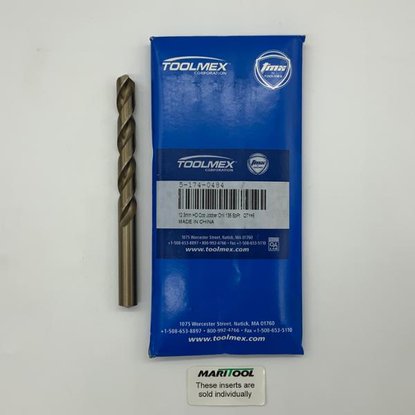 ToolMex HSS 2 Flute Drill .4843 (12.3mm) Cutting Dia X 3.38 Flute Length