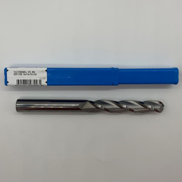 Kyocera Solid Carbide 3 Flute Ball Endmill .5512 (14mm) Cutting Dia X 75mm Flute Length