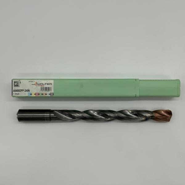 Walter Solid Carbide 2 Flute Drill .7500 (3/4”) Cutting Dia X 6.65 Flute Length Coolant Thru